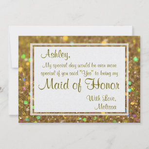 Glitter Glam Will You Be My Maid of Honour Invitation
