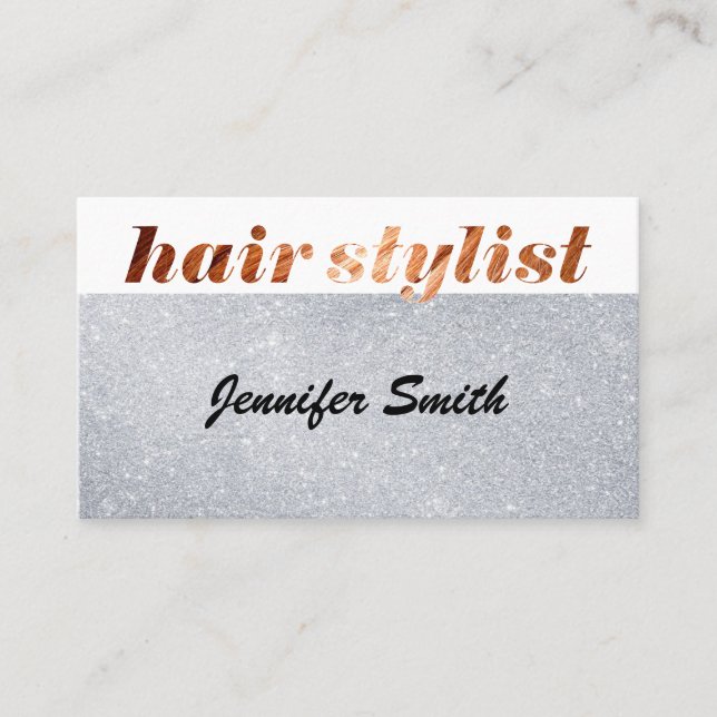 Glitter Glamour Hair Stylist Font Business Card (Front)
