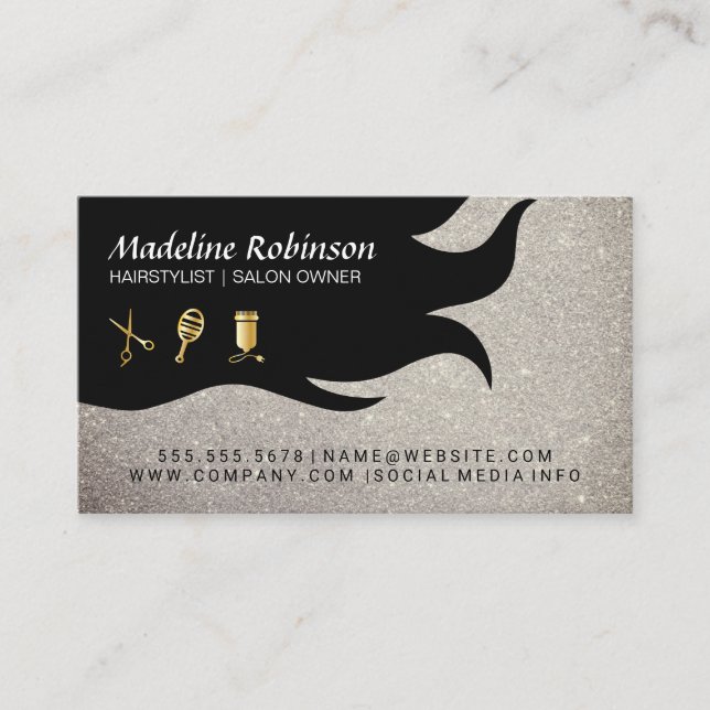 Glitter | Glamour Stylist Kit | Hair and Beauty Business Card (Front)