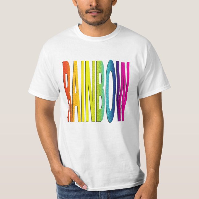 Glitter Glittery Rainbow Textured Rainbow Text Art T-Shirt (Front)