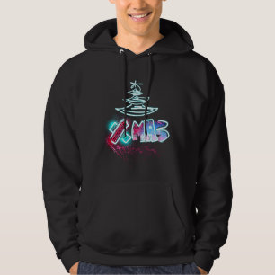Glitter Glow Tree Blue and Red Xmas Typography Hoodie
