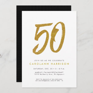 Glitter gold 50th birthday party invitation