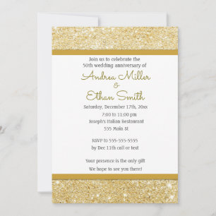 Glitter Gold 50th Wedding Anniversary Invitation