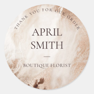 Glitter Gold Agate Marble Thank You For Your Order Classic Round Sticker