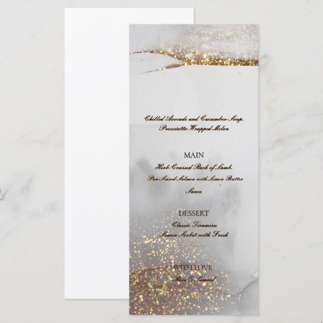 Glitter Gold Alcohol Ink Chic Flat Menu (Front/Back)