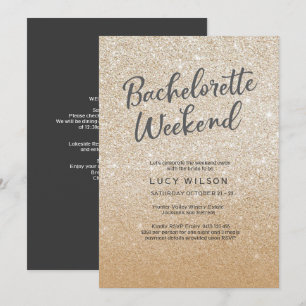 Glitter Gold Bachelorette Weekend Invitation