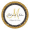 Glitter Gold Black Wedding Monogram Seals Sticker