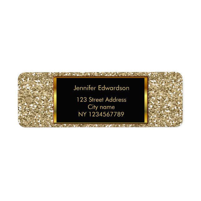 Glitter gold bling classy return address (Front)