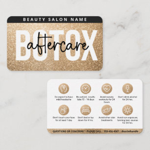 Glitter Gold Botox Filler Instruction Aftercare Business Card