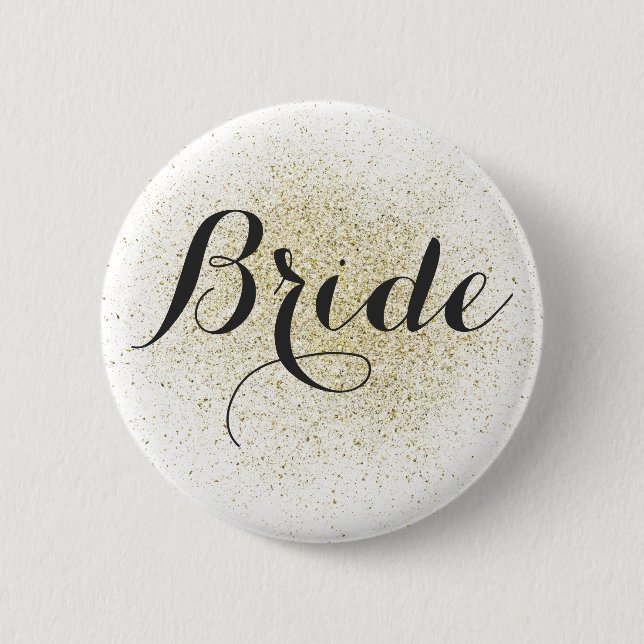 Glitter Gold Bride Button (Front)