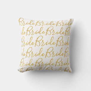 Glitter Gold Bride Wedding Cushion