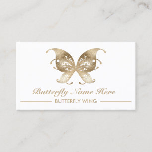 Glitter Gold Butterfly Wing Swirl Decorative Business Card