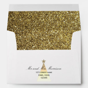 Glitter Gold Christmas Wedding  Envelope
