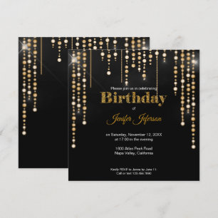 Glitter gold confetti Birthday Invitation