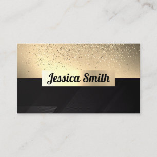 Glitter Gold Confetti Gold Metallic Black Business Card