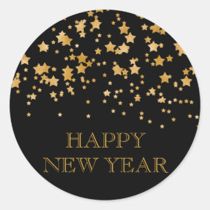 Glitter Gold Confetti Stars New Years Eve Party Classic Round Sticker