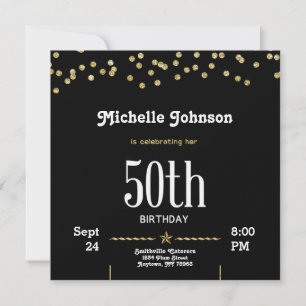 Glitter Gold Customisable 50th Birthday Invitation