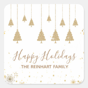 Glitter Gold Elegant Christmas Stickers