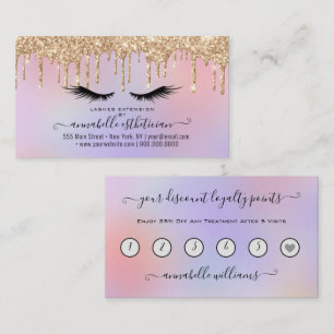 Glitter Gold  Eyelash Extension Loyalty  Business  Card