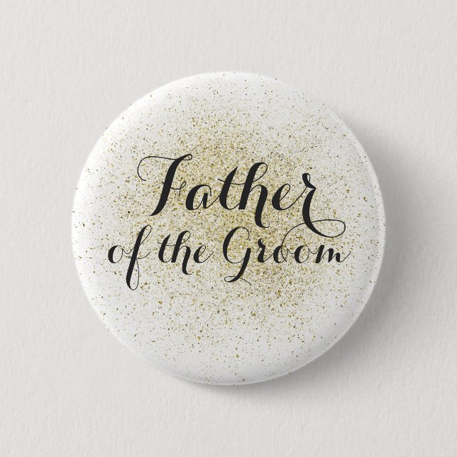 Glitter Gold Father of the Groom Button (Front)