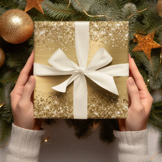 Glitter Gold Faux Foil Wrapping Paper