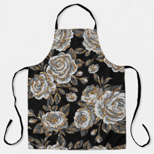 Glitter Gold Floral: Sparkle Vintage. Apron