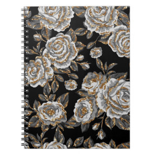 Glitter Gold Floral: Sparkle Vintage. Notebook