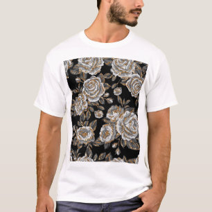 Glitter Gold Floral: Sparkle Vintage. T-Shirt