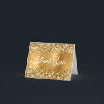 Glitter Gold Foil 90th Birthday Celebration Thank You Card<br><div class="desc">These luxurious ninetieth birthday thank you cards feature a glamourous gold faux glitter and brushed metal foil contemporary digital art design. You will be able to customise the interior text for individuals and make sure to include a special message just for them. You can also create one text message and...</div>