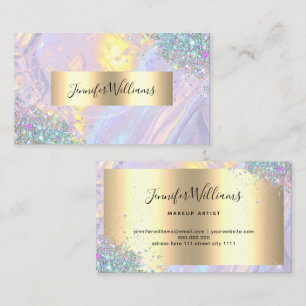 Glitter Gold Foil Modern Purple Holographic Business Card