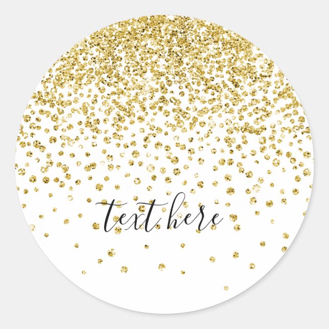 glitter gold , golden sparkle classic round sticker (Front)