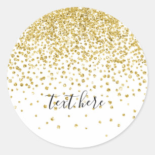 glitter gold , golden sparkle classic round sticker