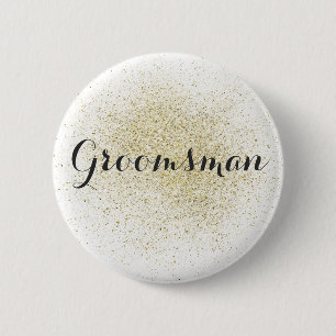 Glitter Gold Groomsman Button