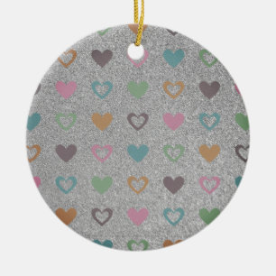 glitter / gold hearts ceramic tree decoration