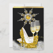 Glitter Gold High Heel Shoes Gold Champagne Black Invitation (Back)