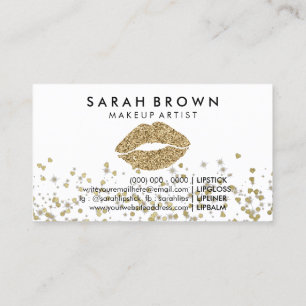Glitter Gold Lips Print Business Card
