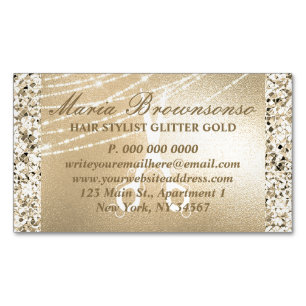 Glitter gold Luxury Scissor sparkle Magnetic Business Card