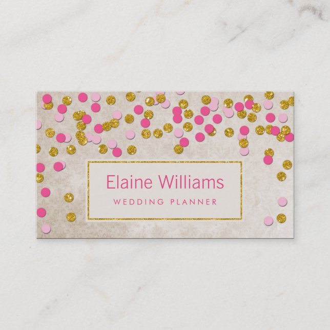 glitter gold pink confetti modern Business Cards (Front)