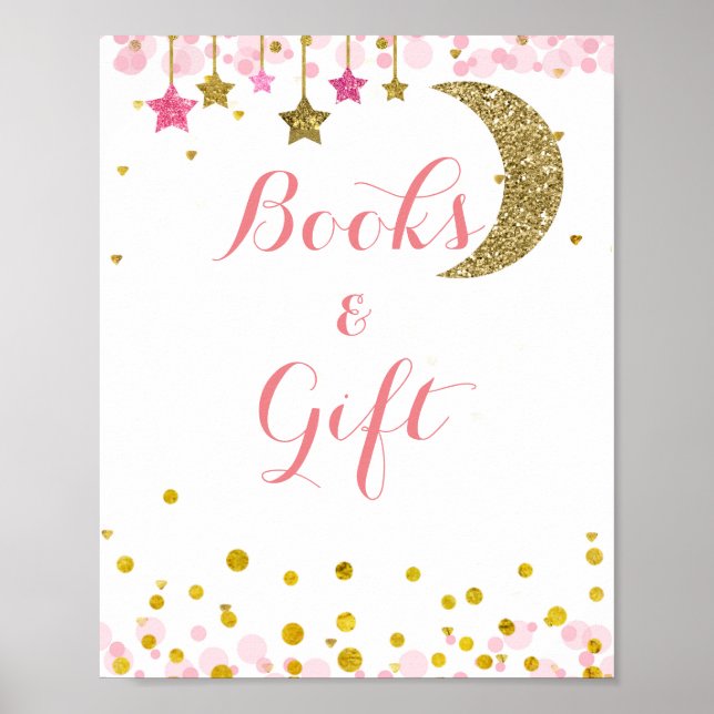 Glitter gold pink moon watercolor Gift sign (Front)