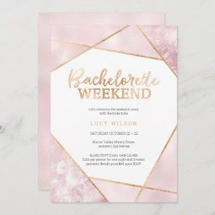 Glitter Gold PinkBachelorette Weekend Invitation