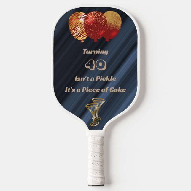 Glitter Gold Red Balloons & Birthday Quote Pickleball Paddle (Front)