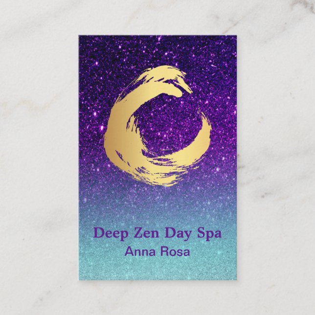 *~*  Glitter Gold  Reiki Zen Spiral Meditation Business Card (Front)