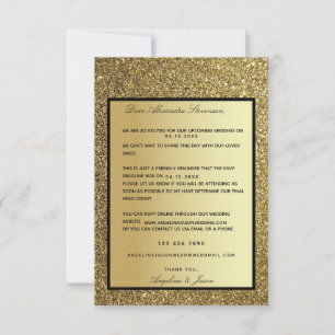 Glitter Gold Reminder Wedding Invitation RSVP Card