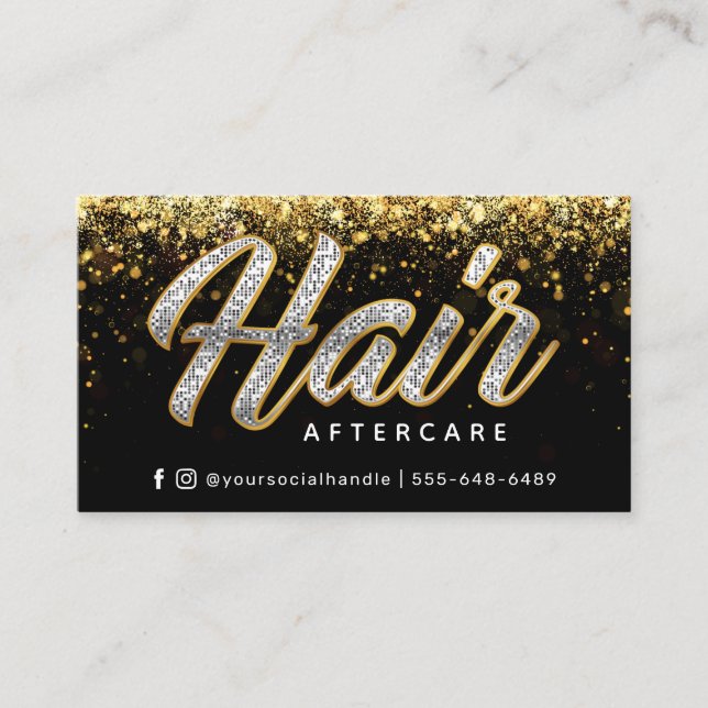 Glitter Gold Shining Hair Aftercare Card  (Front)