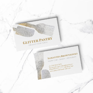 Glitter gold silver pastry bakery cook business card