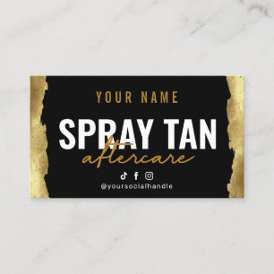 Glitter Gold Spray Tan Instruction Aftercare Card