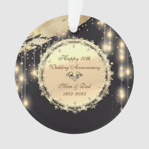 Glitter Gold Stars 50th Wedding Anniversary Ornament