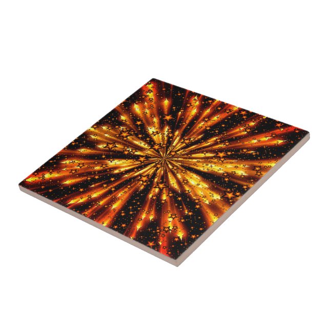 Glitter Gold Stars Ceramic Tile (Side)