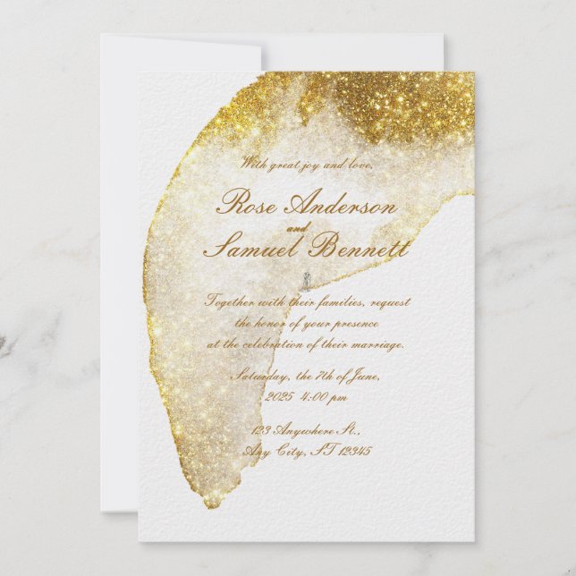 Glitter Gold Wedding Invitation (Front)