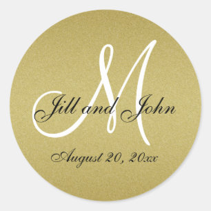 Glitter Gold Wedding Monogram Seals Sticker